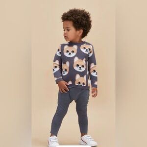 Huxbaby shiba knit jumper sweater dog pattern 18-24 months organic cotton